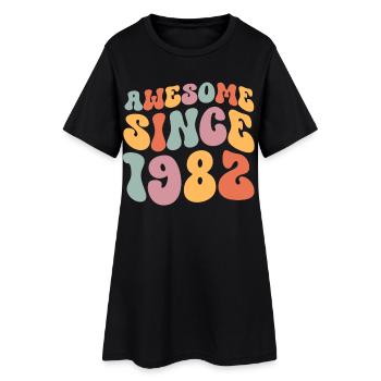 1982 Born birthday Groovy Vintage Retro - Women’s T-Shirt Dress - black - Front