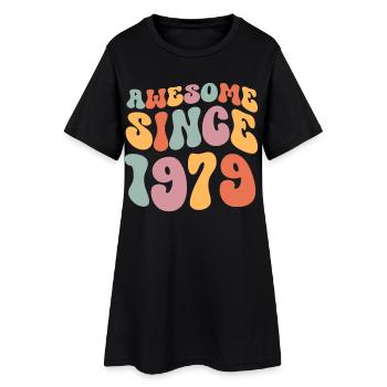 1979 Born birthday Groovy Vintage Retro - Women’s T-Shirt Dress - black - Front