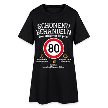 80. Geburtstag Schonend Behandeln Oldtimer Ist 80 - Frauen T-Shirt-Kleid - Schwarz - Vorne