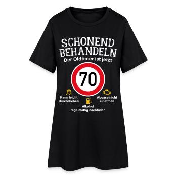 70. Geburtstag Schonend Behandeln Oldtimer Ist 70 - Frauen T-Shirt-Kleid - Schwarz - Vorne