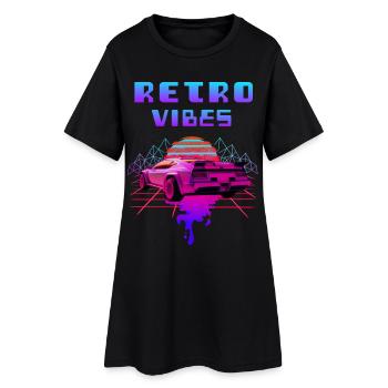 Retro Vibes Sports Car Vaporwave Sunset - Women’s T-Shirt Dress - black - Front