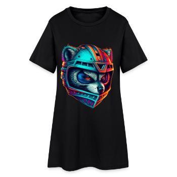 Panda cyborg casque néon - Robe T-shirt Femme - noir - Devant
