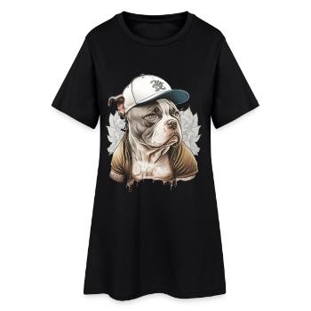 Bulldog Street avec Casquette - Robe T-shirt Femme - noir - Devant
