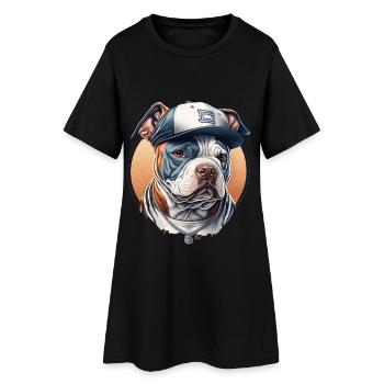 Bulldog Blue Cap Sportif - Frauen T-Shirt-Kleid - Schwarz - Vorne