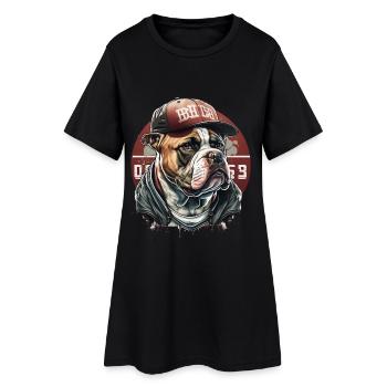 Bouledogue streetwear casquette - Robe T-shirt Femme - noir - Devant