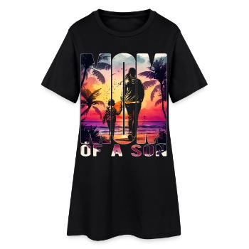 Mère avec un fils Fête des mères Plage Maman Enfant - Robe T-shirt Femme - noir - Devant
