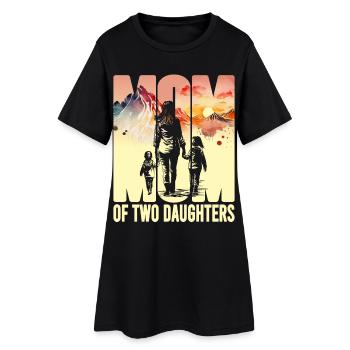 Mère avec deux filles Fête des mères Montagnes Maman Enfant - Robe T-shirt Femme - noir - Devant