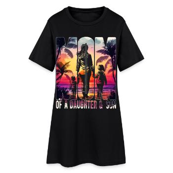 Mère avec fille Fils Fête des mères Plage Maman Enfant - Robe T-shirt Femme - noir - Devant