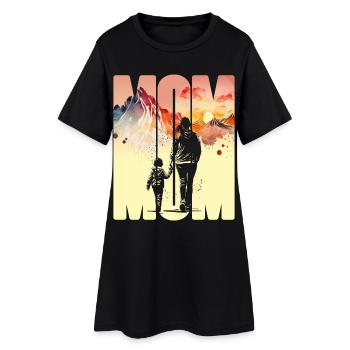 Mère avec un garçon Fête des mères Montagnes Maman Enfant - Robe T-shirt Femme - noir - Devant