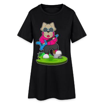 Dog Musician Guitar Music - Women’s T-Shirt Dress - black - Front