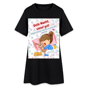 Gute Nacht Mädchen Frau Kind Schlaf Shirt - Frauen T-Shirt-Kleid - Schwarz - Vorne