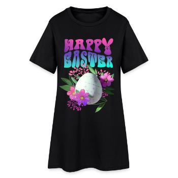 Joyeux Easter Easter Egg Floral - Robe T-shirt Femme - noir - Devant
