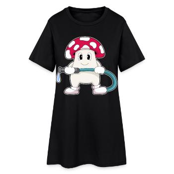 Mushroom Firefighter Fire Hose Fire Brigade - Women’s T-Shirt Dress - black - Front