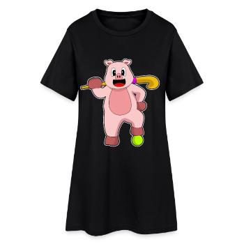 Bâton de hockey sur gazon Pig - Robe T-shirt Femme - noir - Devant