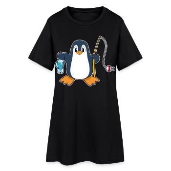 Pêche au poisson-pêcheur manchot - Robe T-shirt Femme - noir - Devant
