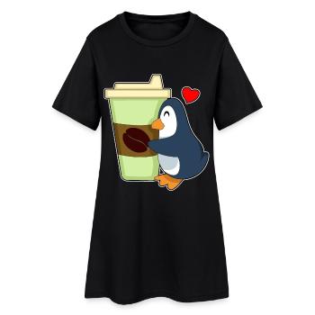 Penguin Coffee à emporter - Robe T-shirt Femme - noir - Devant