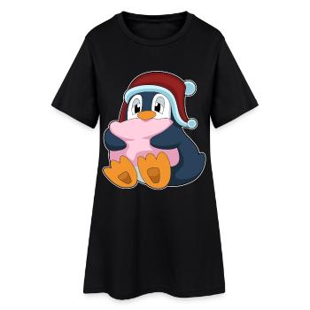 Penguin Sleeping Pillow - Women’s T-Shirt Dress - black - Front