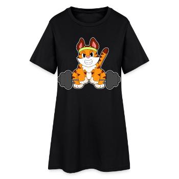 Tiger Bodybuilder Barbell Bodybuilding - Women’s T-Shirt Dress - black - Front