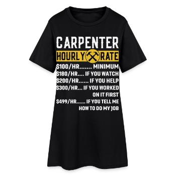 Vintage Carpenter Vêtements Woodworking Taux horaire - Robe T-shirt Femme - noir - Devant