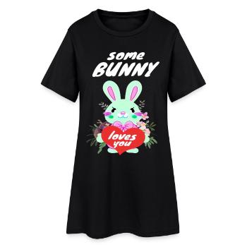 Mignon lapin de Pâques amoureux - Robe T-shirt Femme - noir - Devant