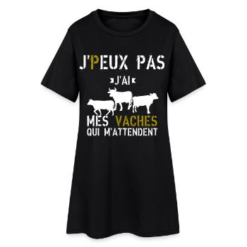 J Peux Pas J ai mes vaches qui m attendent - Robe T-shirt Femme - noir - Devant