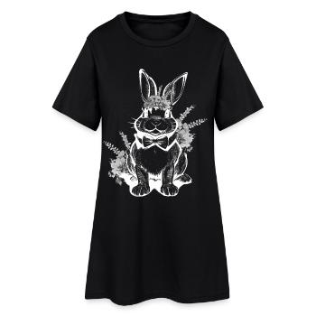 Easter Bunny Floral Rabbit - Women’s T-Shirt Dress - black - Front