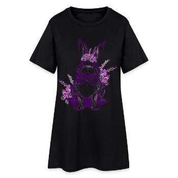 Fleurs Lapin de Pâques Violet Violet - Robe T-shirt Femme - noir - Devant