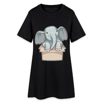 Boîte en carton d’éléphant - Robe T-shirt Femme - noir - Devant