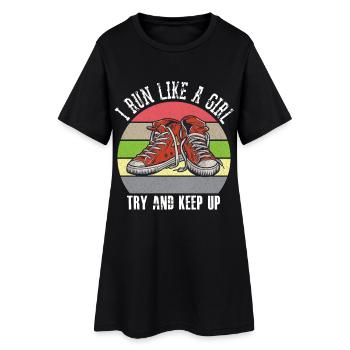 Je cours comme une fille J’essaie de suivre - Robe T-shirt Femme - noir - Devant