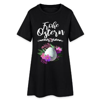 Frohe Ostern Osterei Floral - Frauen T-Shirt-Kleid - Schwarz - Vorne