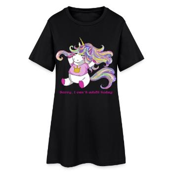 Einhorn - Frauen T-Shirt-Kleid - Schwarz - Vorne
