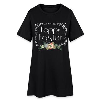Happy Easter Floral - Frauen T-Shirt-Kleid - Schwarz - Vorne