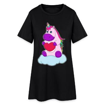 Cœur de licorne - Robe T-shirt Femme - noir - Devant