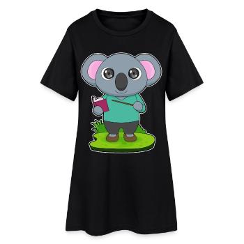 Koala Teacher Pointing Stick School - Women’s T-Shirt Dress - black - Front