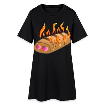 Die Liebe zu einer heißen Brioche! Von Pousse2Bamboo ! - Frauen T-Shirt-Kleid - Schwarz - Vorne