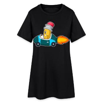 Voiture crayon - Robe T-shirt Femme - noir - Devant