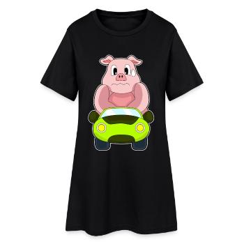 Voiture de cochon - Robe T-shirt Femme - noir - Devant