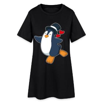 Pinguin Bräutigam Zylinder Hochzeit - Frauen T-Shirt-Kleid - Schwarz - Vorne