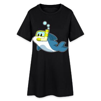 Plongée en apnée avec plongeur de dauphins - Robe T-shirt Femme - noir - Devant