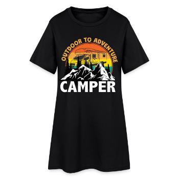 Cadeau de vacances en camping camping-car - Robe T-shirt Femme - noir - Devant