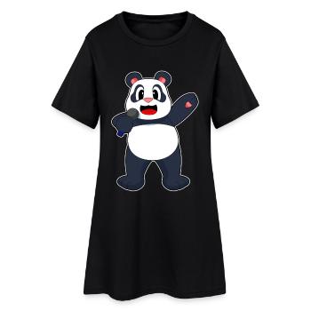 Panda Singer Chant au micro - Robe T-shirt Femme - noir - Devant