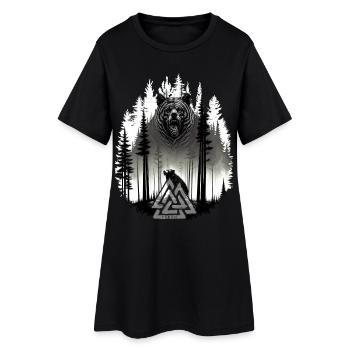 Grizzlybär Bär Valknut Wotansknoten Wald Wikinger - Frauen T-Shirt-Kleid - Schwarz - Vorne