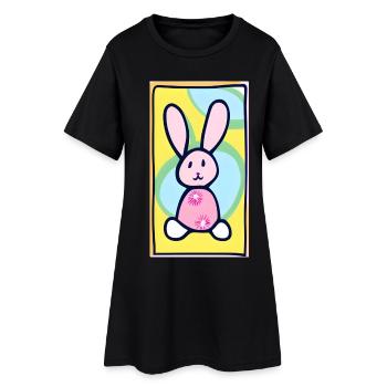 Lapin de Pâques Pastel Bunny sur fond jaune - Robe T-shirt Femme - noir - Devant