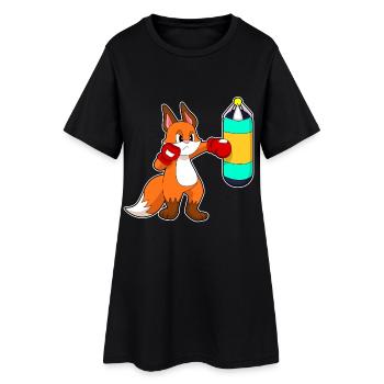 Fuchs Boxer Boxsack Boxen - Frauen T-Shirt-Kleid - Schwarz - Vorne