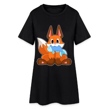 Fuchs Fisch - Frauen T-Shirt-Kleid - Schwarz - Vorne