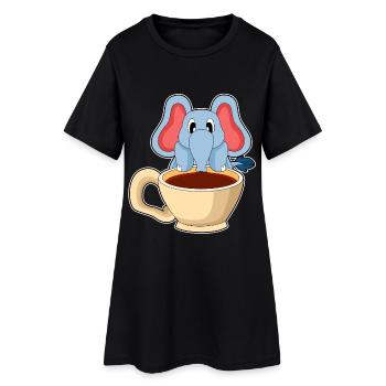 Tasse de café éléphant - Robe T-shirt Femme - noir - Devant