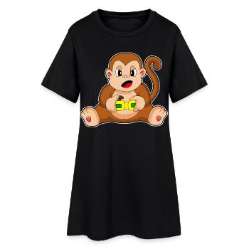 Affe Gamer Controller - Frauen T-Shirt-Kleid - Schwarz - Vorne