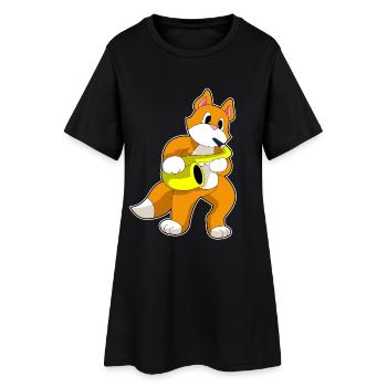 Cat Musician Saxophone Music - Women’s T-Shirt Dress - black - Front