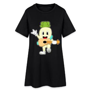 Radieschen Musiker Gitarre Musik - Frauen T-Shirt-Kleid - Schwarz - Vorne
