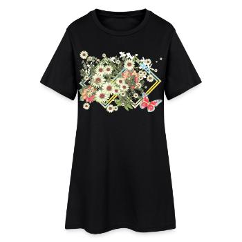 Fleurs Fleurs - Robe T-shirt Femme - noir - Devant